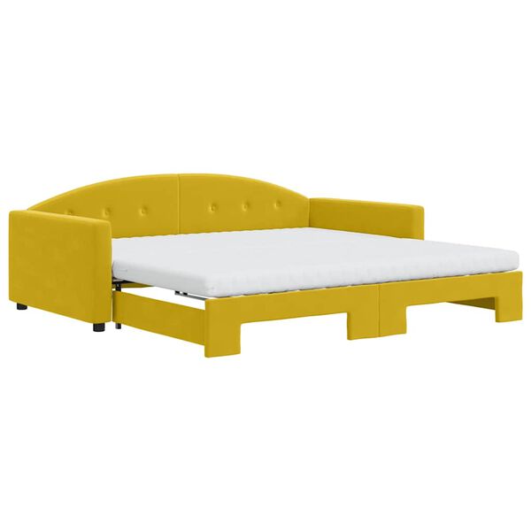 vidaXL Divano Letto Estraibile con Materassi Giallo 100x200 cm Velluto