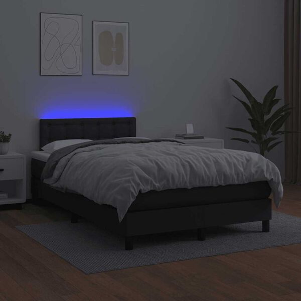 vidaXL Letto a Molle con Materasso e LED Nero 120x190 cm in Similpelle