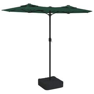 vidaXL Ombrellone a Doppia Testa con LED Verde 316x145 cm