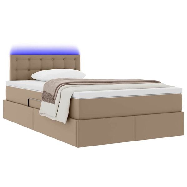 vidaXL Letto con contenitore e LED con led Cappuccino 120 x 200 cm