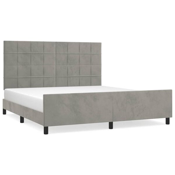 vidaXL Giroletto senza Materasso Grigio Chiaro 160x200 cm Velluto