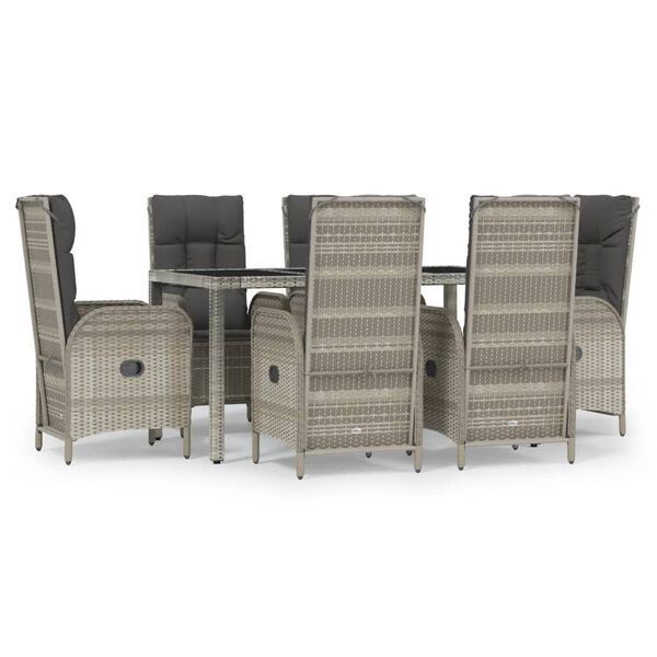 vidaXL Set da Pranzo da Giardino 7 pz con Cuscini in Polyrattan Grigio