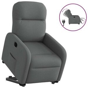 vidaXL Poltrona Alzapersona Reclinabile Elettrica Grigio Scuro Tessuto