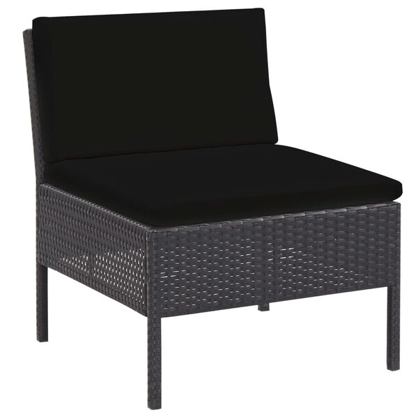 vidaXL Set Divani da Giardino 5 pz con Cuscini in Polyrattan Nero