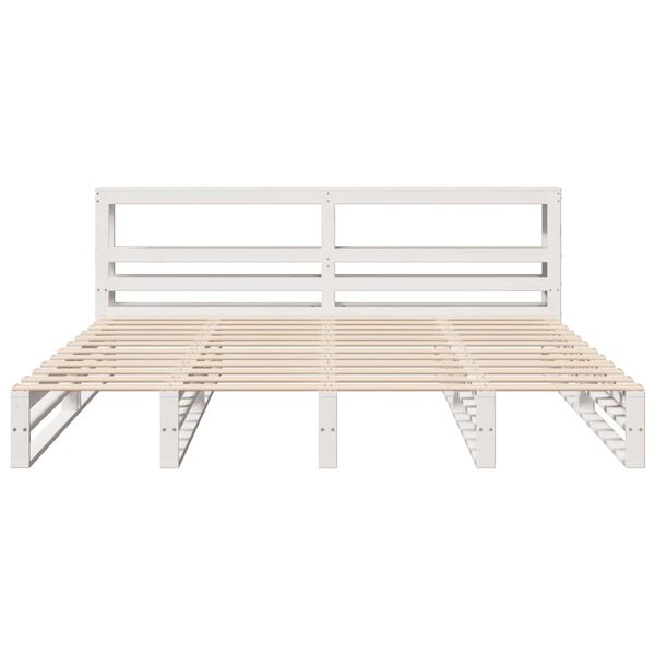 vidaXL Giroletto con Testiera Bianco 200x200 cm Legno Massello di Pino
