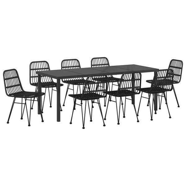 vidaXL Set da Pranzo per Giardino 9 pcs Nero