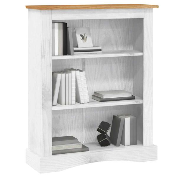 vidaXL Libreria a 3 Ripiani Pino Messicano Corona Bianco 81x29x100 cm