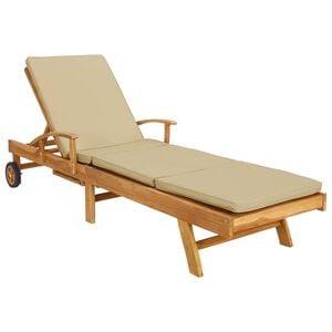 vidaXL Lettino con Cuscino 100% Poliestere Teak Solido