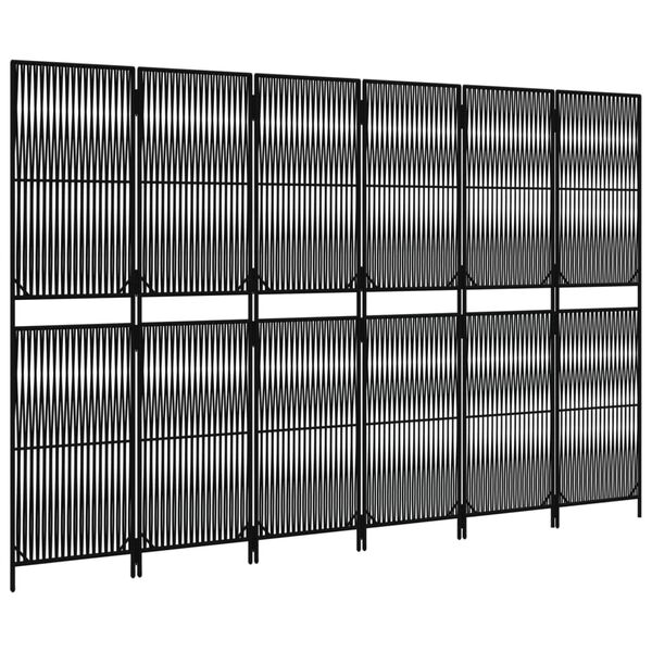 vidaXL Divisorio per Ambienti a 6 Pannelli Nero in Polyrattan