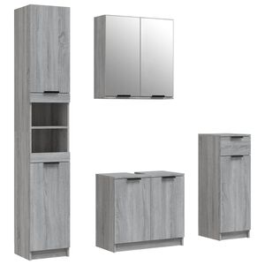 vidaXL Set Mobili da Bagno 4 pz Grigio Sonoma in Legno Multistrato