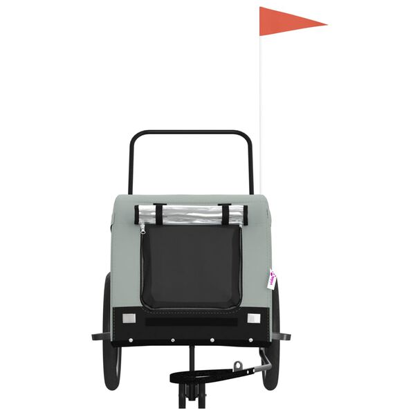 vidaXL Rimorchio da Bici per Animali Grigio e Nero Oxford e Ferro