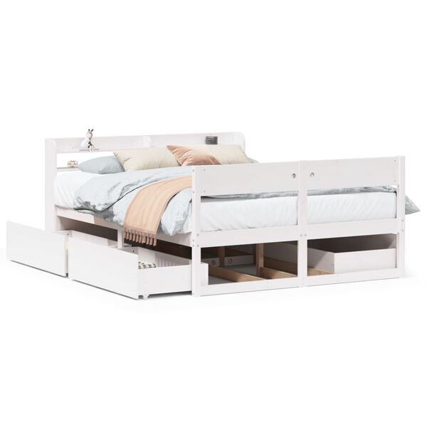 vidaXL Letto senza Materasso Bianco 160x200 cm Legno Massello di Pino