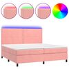 vidaXL Letto a Molle con Materasso e LED Rosa 200x200 cm in Velluto