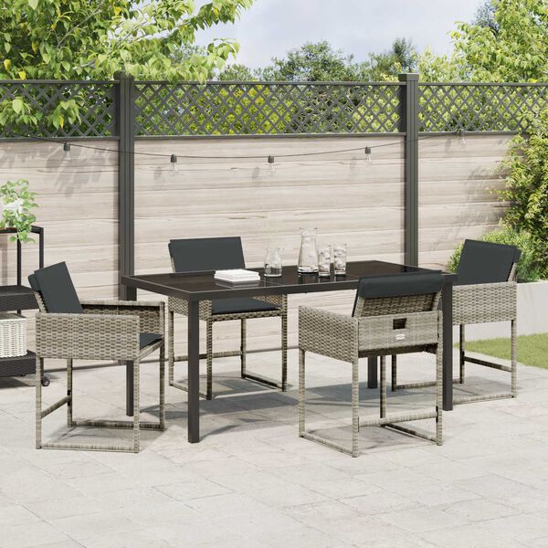 vidaXL Set da Pranzo per Giardino 5 pcs Grigio chiaro polyrattan