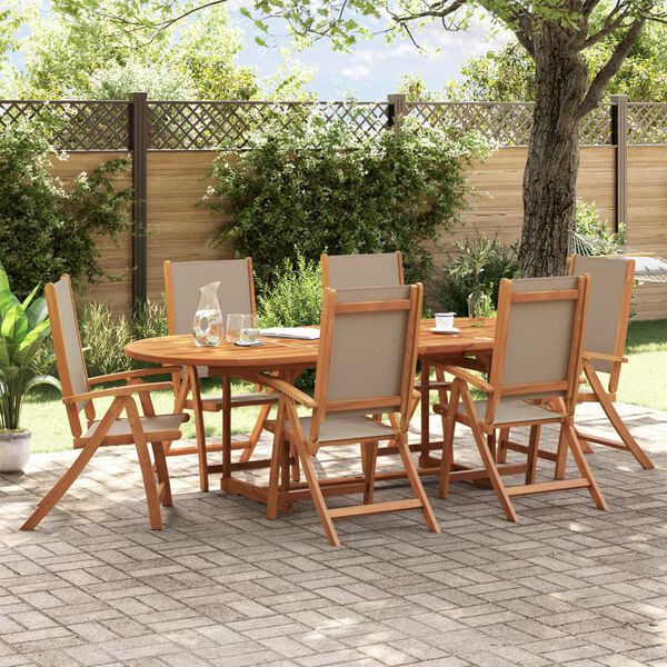 vidaXL Set Pranzo da Giardino 7pz Legno Massello di Acacia e Textilene