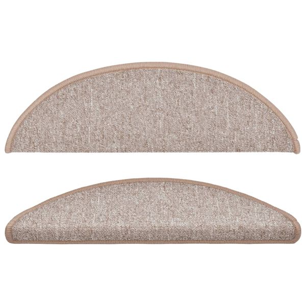 vidaXL Tappetini per scale 15 pz 56x17x3 cm Marrone chiaro Semicircolari