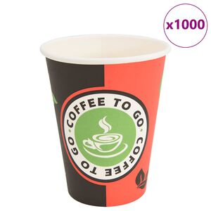 vidaXL Bicchieri da Caff&egrave; in Carta 1000 pz 12oz 300ml Rosso e Nero