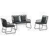 vidaXL Set da Pranzo per Giardino 3 pcs Nero e antracite polyrattan