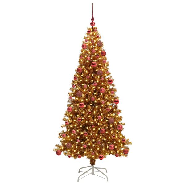 vidaXL Albero di Natale con 300 LED con supporto Oro 180 cm PET
