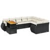 vidaXL Set Divani da Giardino 10pz con Cuscini in Polyrattan Nero