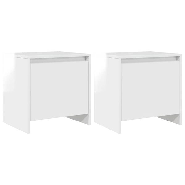 vidaXL Comodini 2 pz Bianco Lucido 45x34x44,5 cm in Truciolato