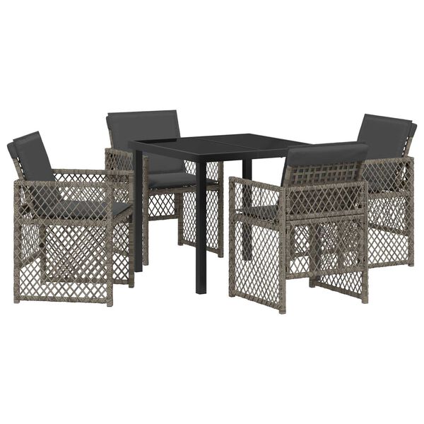 vidaXL Set da Pranzo per Giardino 5 pcs Grigio polyrattan