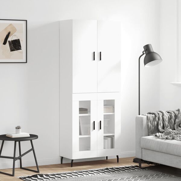 vidaXL Credenza Bianca 69,5x34x180 cm in Legno Multistrato