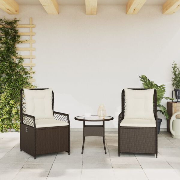 vidaXL Sedie da Giardino Reclinabili 2 pz Marrone in Polyrattan