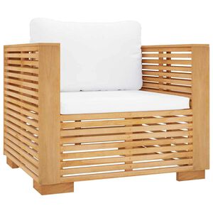 vidaXL Divano da Giardino con Cuscini Crema in Legno Massello di Teak