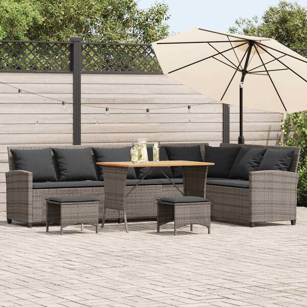 vidaXL Set Divani da Giardino 4 pz con Cuscini a Forma di L Polyrattan