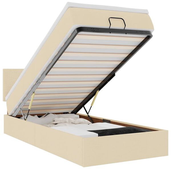 vidaXL Pouf Letto con Materasso Crema 100x200 cm in Tessuto