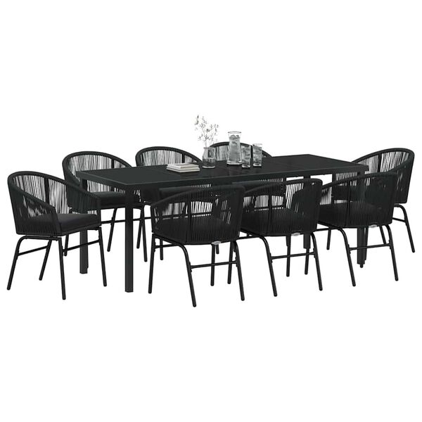 vidaXL Set da Pranzo per Giardino 9 pcs Nero