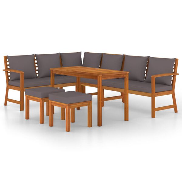 vidaXL Set da Pranzo Giardino 7pz con Cuscini Legno Massello di Acacia