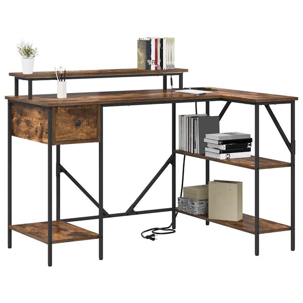 vidaXL Scrivania Rovere fum&eacute; 120 x 79 x 86,5 cm Legno multistrato