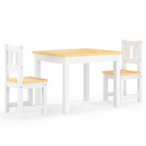 vidaXL Set Tavolo e Sedie per Bambini 3 Pezzi Bianco e Beige in MDF