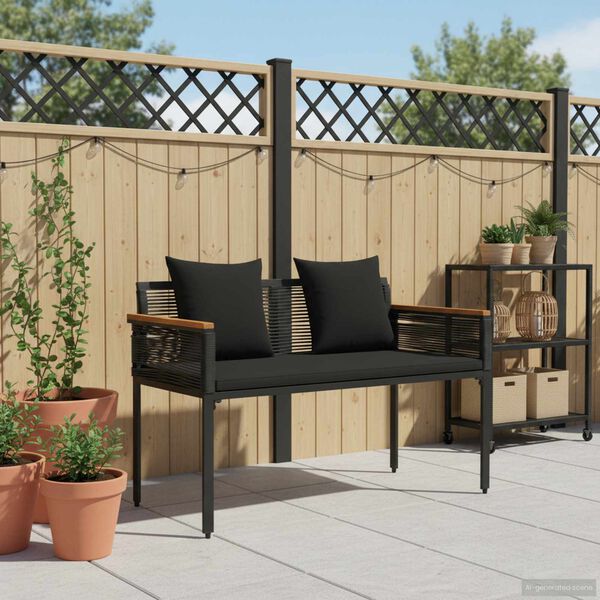 vidaXL Panchina da esterno Nero 117 x 54 x 74.5 cm polyrattan