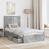 vidaXL Letto con Contenitore con testiera Grigio cemento 90 x 200 cm