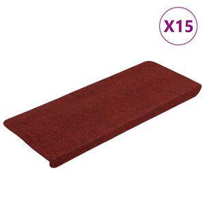 vidaXL Tappetini Autoadesivi per Scale 15 pz 65x24,5x3,5 cm Rosso