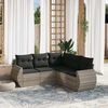 vidaXL Set Divano da Giardino 5pz con Cuscini Grigio Chiaro Polyrattan