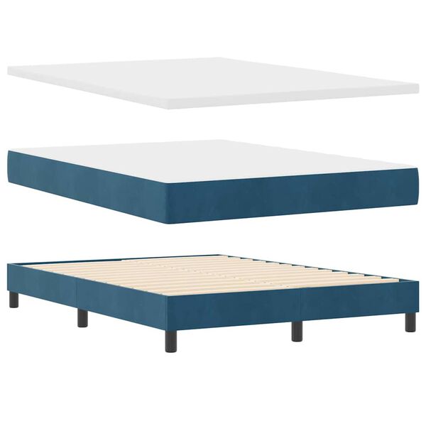 vidaXL Letto a molle con materasso Blu scuro 140 x 190 cm Velluto