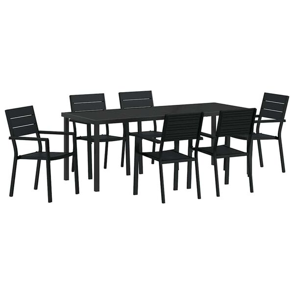vidaXL Set da Pranzo per Giardino 7 pcs Nero