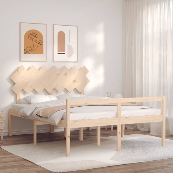 vidaXL Letto per Anziani con Testiera 140x190 cm in Legno Massello