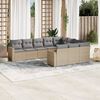 vidaXL Set Divano da Giardino 10 pz con Cuscini Beige in Polyrattan