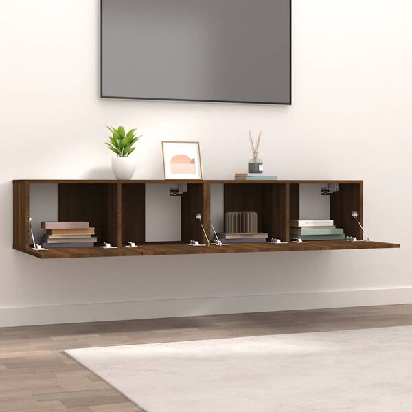 vidaXL Mobili TV 2 pz Rovere Marrone 80x30x30cm Legno Multistrato