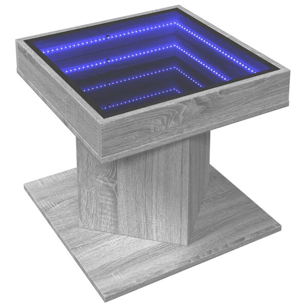 vidaXL Tavolino Salotto con LED Grigio Sonoma 50x50x45 cm Multistrato