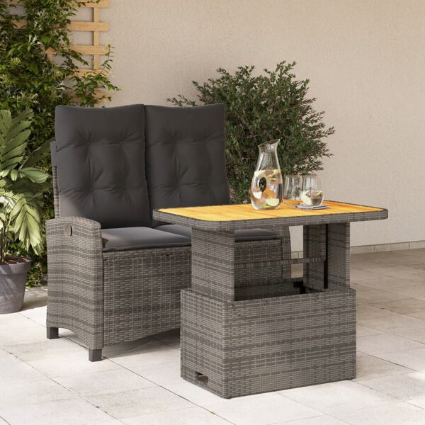 vidaXL Set da Pranzo da Giardino 2 pz con Cuscini in Polyrattan Grigio