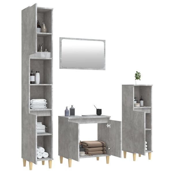 vidaXL Set Mobili da Bagno 4 pz Grigio Cemento in Legno Multistrato