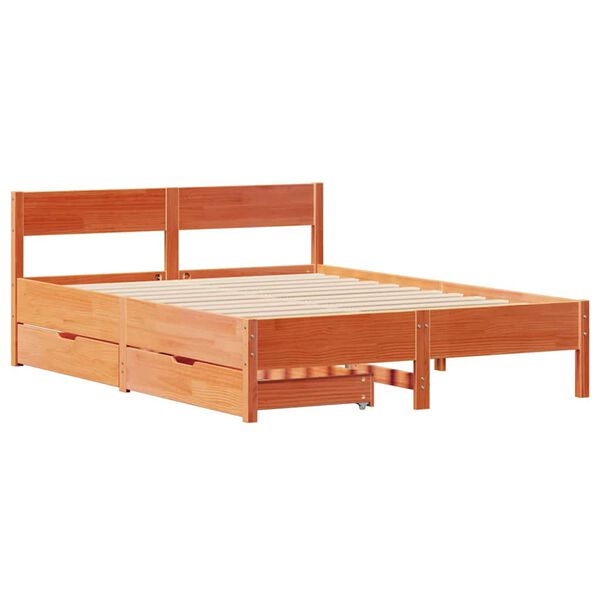 vidaXL Letto senza Materasso Marrone Cera 135x190 cm in Legno di Pino