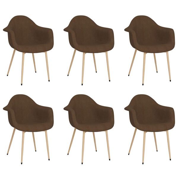 vidaXL Sedie da Pranzo 6 pz Marrone Scuro in Tessuto