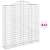 vidaXL Cesti Gabbioni ad Arco 12 pz 200x30x200/220 cm Ferro Zincato